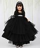 KID1 Sleeveless Stone Embellished Net Layered Gown - Black