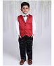 KID1 Full Sleeves Solid 3 Piece Coordinating Party Suit Set - Red & White