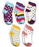 DOLLAR Pack of 5 Colour Blcoked Striped & Polka Dots Printed Socks - Multi Colour