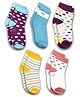 DOLLAR Pack of 5 Striped &  Polka Dots Printed Socks - Multi Colour
