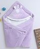 Yellow Apple Super Soft Hooded Baby Blanket  with Bear Embroidery - Lilac