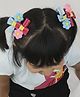Arendelle Set of 4 Pom Pom & Flower Detailed Hair Clips - Blue & Pink