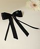Arendelle Satin Ribbon Double Bow Detailed Long Tail Hair Clip - Black