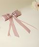 Arendelle Satin Ribbon Double Bow Detailed Long Tail Hair Clip - Rose Pink