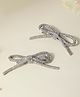 Arendelle Set of 2 Silver Rhinestone Bow Hair Clips - Silver