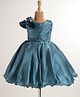 Bluebell Satin Sleeveless Dress with Floral Applique - Blue