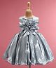 Bluebell Satin Woven Sleeveless Party Frock with Floral Corsage - Green