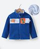 Kookie Kids Full Sleeves Front Open Hooded Sweatjacket with Dino & Text Embroidery - Blue