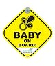 Baby Moo Pacifier And Tiny Feet Car Safety Sign With Vacuum Suction Cup Clip Double Side - Black