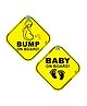 Baby Moo Mom (To be) Pacifier And Tiny Feet Car Safety Sign With Vacuum Suction Cup Clip 2 Pack - Black