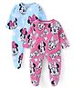 Babyhug Disney Interlock Knit Full Sleeves Sleep Suits With Minnie Mouse & Friends Print Pack Of 2 - Pink & Blue
