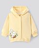 Bonfino 100% Cotton French Terry Knit Full Sleeves Hooded Bomber Sweatjacket with Bunny Print - Yellow