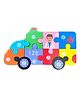 Urbane Chic Ambulance Design Wooden  Jigsaw Puzzle for Kids Shapes Toys - 10 Pieces-Multicolor
