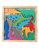 Urbane Chic Dinosaur Design Wooden Jigsaw Puzzle for Kids Shapes Toys - 12 Pieces-Multicolor