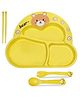 Bunie Bear Design Bamboo Fibre Dinnerware Set for Kids  Yellow