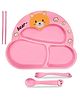 Bunie Bear Design Bamboo Fibre Dinnerware Set for Kids  Pink