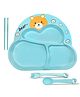 Bunie Bear Design Bamboo Fibre Dinnerware Set for Kids  Sea Green