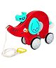 Bunie Pull Along Musical Elephant Toy with Flashing Lights for Kids  Red