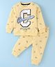 Smarty Boys Cotton Looper Lycra Full Sleeves Co-ord Set with Text Print - Yellow