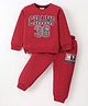 Smarty Boys Premium Looper Lycra Cotton Full Sleeves T-Shirt & Lounge Pants Set With Text Print - Dark Red
