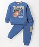 Smarty Boys 100% Cotton Lycra Full Sleeves T-Shirt & Lounge Pants Set With Basketball Print - Blue