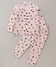 Smarty Boys 100% Cotton Knit Full Sleeves Front Open Doodles Printed Night Suit - Baby Pink