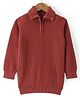 Smarty Boys 100% Cotton Flatknit Full Sleeves Pullover Sweater With Polo Neck & Solid Colour - Maroon