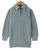 Smarty Boys 100% Cotton Flatknit Full Sleeves Pullover Sweater With Polo Neck & Solid Colour - Green