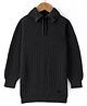 Smarty Boys 100% Cotton Flatknit Full Sleeves Pullover Sweater With Polo Neck & Solid Colour - Black