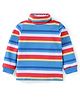 Babyhug Cotton Knit Full Sleeves Striped Skivi T-Shirt - Blue & Red