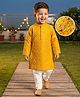 Babyhug Woven Full Sleeves Sequined Embroidered Kurta & Pyjama Set - Mustard