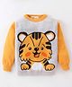 Simply Knitted Full Sleeves Pullover Sweater With Tiger Design - Yellow