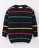 Simply Knitted  Full Sleeves Pullover Striped Sweater - Black