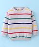 Simply Knitted  Full Sleeves Pullover Striped Sweater - Grey