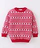 Simply Knitted Full Sleeves Pullover Sweater with Heart Design - Red