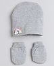 Tipy Tipy Tap Rainbow Embellished Cap With Mittens - Grey-  Diameter 32 Cms