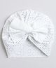 Tipy Tipy Tap Schifili & Bow Detailed Turban Cap - White-  Diameter 45 Cms