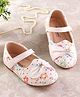 Cute Walk by Babyhug Ballerinas with Velcro Closure Floral Print & Bow Applique - White
