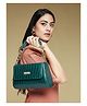 Fargo Women Green Croco Textured Sling Bag 5L Capacity