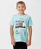 Kate & Oscar Half Sleeves Aviation Printed Tee - Turquoise