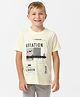Kate & Oscar Half Sleeves Aviation Printed Tee - Light Yellow