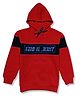 GINI & JONY Cotton Knit Full Sleeves Hooded Sweatshirt With Brand Name Print - Red