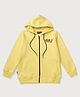 GINI & JONY Cotton Knit Full Sleeves Front Open Hooded Sweatshirt With Brand Name Print - Yellow
