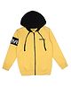GINI & JONY Cotton Knit Full Sleeves Front Open Hooded Sweatshirt With Text Print - Yellow