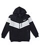 GINI & JONY Cotton Knit Full Sleeves Front Open Hooded Sweatshirt With Brand Name Print - Black