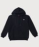 GINI & JONY Cotton Knit Full Sleeves Front Open Hooded Sweatshirt With Logo Print - Black