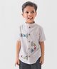 Tiber Taber Half Sleeves Checked & Abstract Embroidered Shirt - Grey