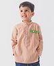 Tiber Taber Full Sleeves Striped & Animal Applique Detailed Kurta - Peach