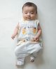 Tiber Taber Ganesh Chaturthi Theme Sleeveless Ganesha Printed Jhabla & Pyjamas Set - White