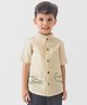 Tiber Taber Half Sleeves Abstract Printed & Animals Embroidered Shirt - Beige